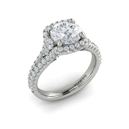 Double Halo Pavé Round Engagement Ring