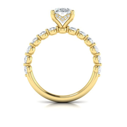 Classic Oval Engagement Ring with Floating Diamond Band