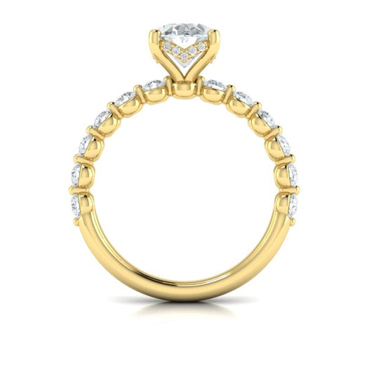 Classic Oval Engagement Ring with Floating Diamond Band