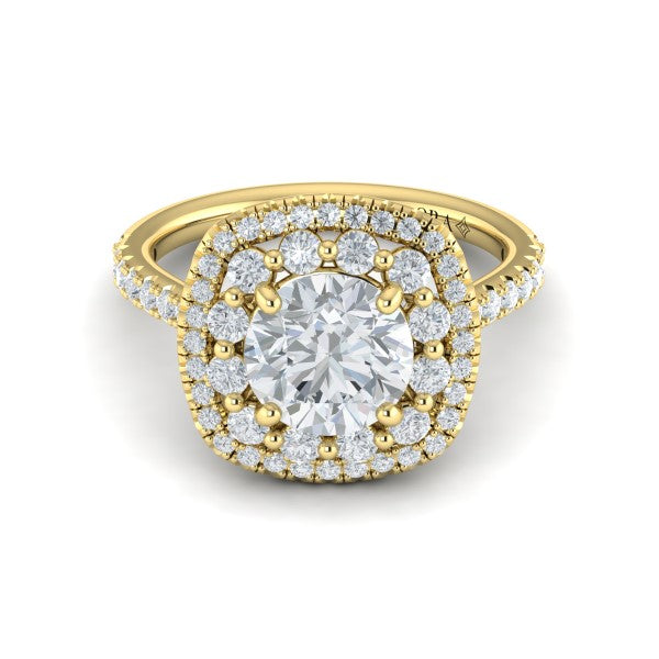 Double Euro Halo Round Engagement Ring