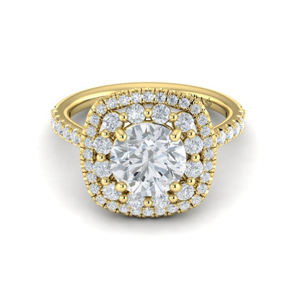 Double Euro Halo Round Engagement Ring