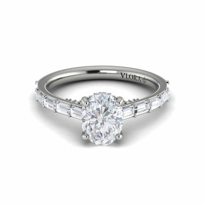 Oval Classic Engagement Ring in Platinum by Vlora Bridal
