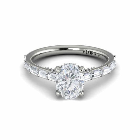 Oval Classic Engagement Ring in Platinum by Vlora Bridal