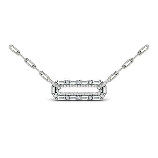 Diamond Baguette Double Row Link Necklace