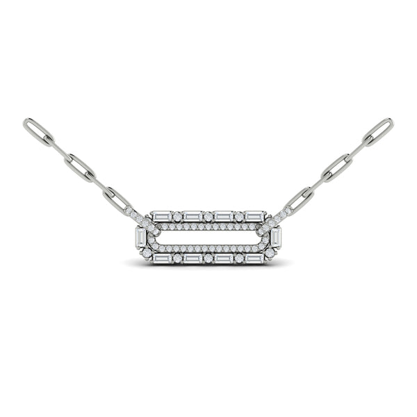 Diamond Baguette Double Row Link Necklace