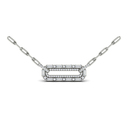 Diamond Baguette Double Row Link Necklace