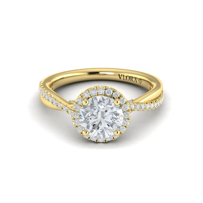 Entwined Halo Round Engagement Ring