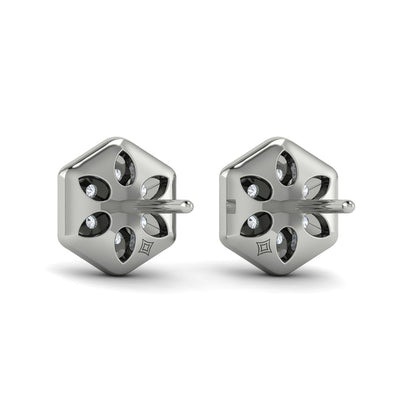 Diamond Cluster Honeycomb Stud Earrings