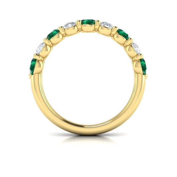 Classic Emerald and Diamond Stackable Band