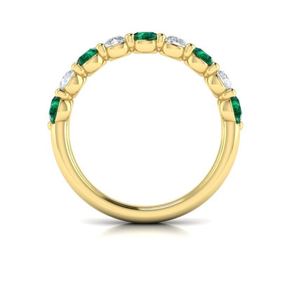 Classic Emerald and Diamond Stackable Band