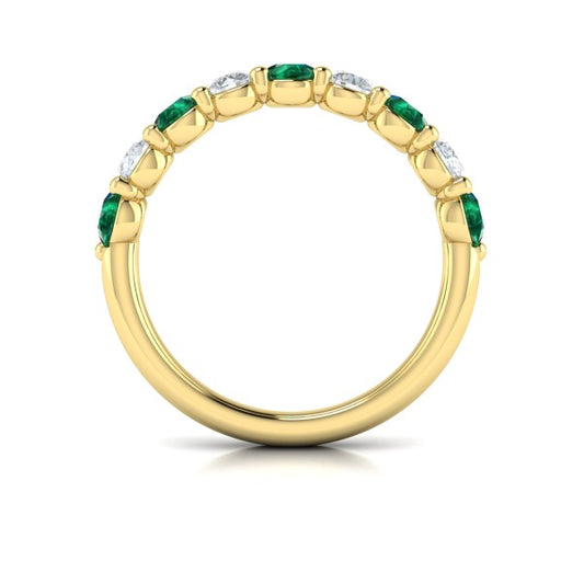 Classic Emerald and Diamond Stackable Band
