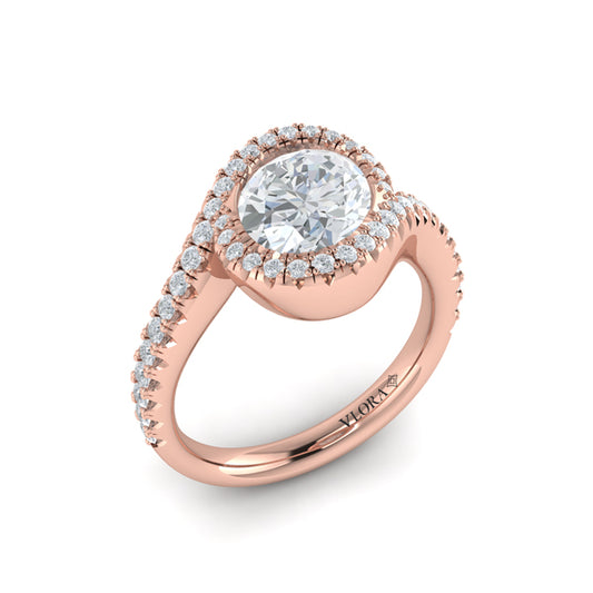 Modern Swirl Pavé Halo Engagement Ring