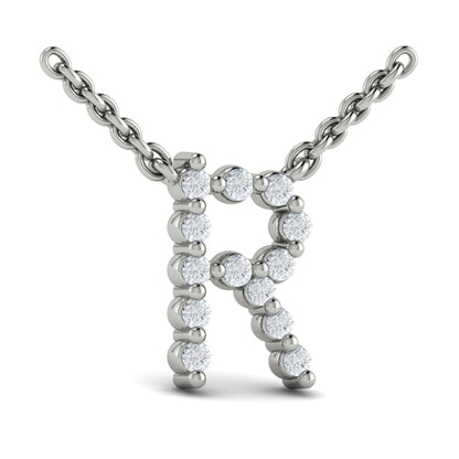 Diamond Alphabet Pendant Necklace, R