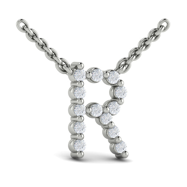 Diamond Alphabet Pendant Necklace, R