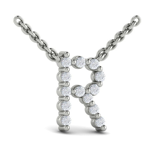 Diamond Alphabet Pendant Necklace, R