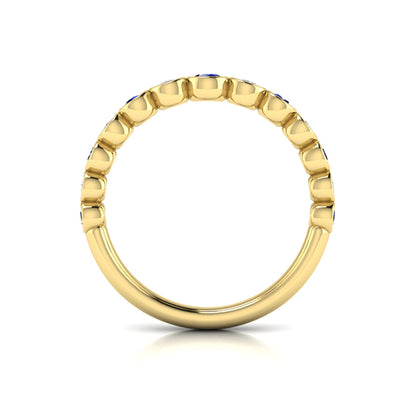Round Bezel Set Diamond and Sapphire Ring