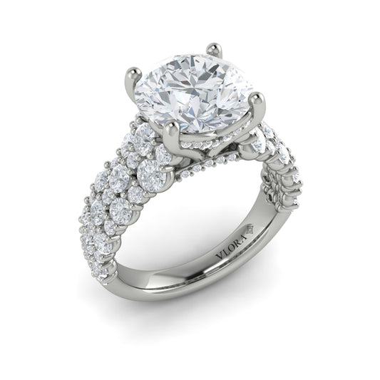 Round Classic Engagement Ring in Platinum by Vlora Bridal