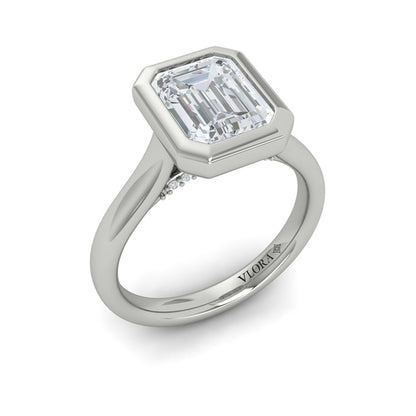 Bold Bezel Emerald Cut Engagement Ring