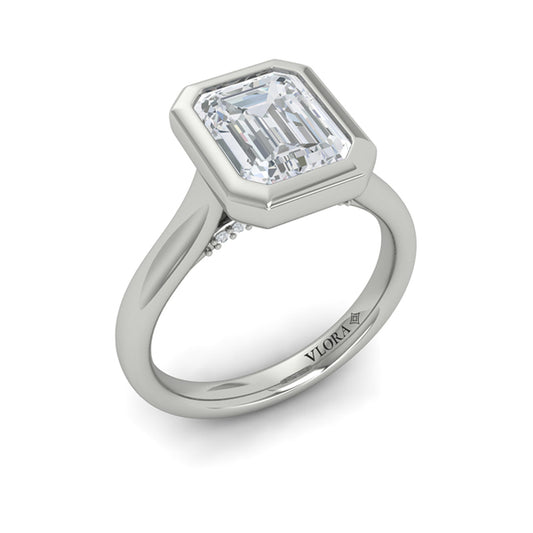 Bold Bezel Emerald Cut Engagement Ring
