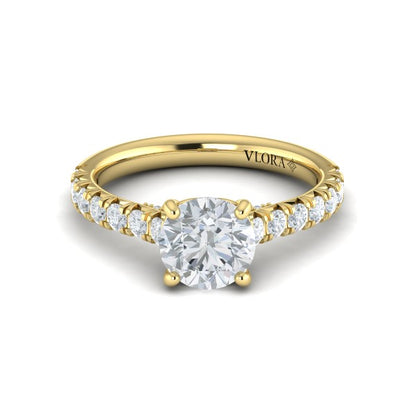 French Cathedral Round Diamond Engagement Ring