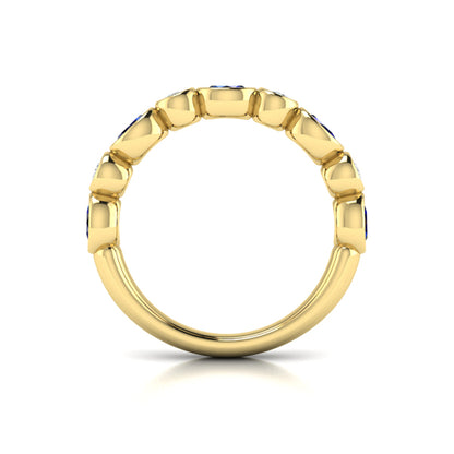 Oval and Round Bezel Set Diamond and Sapphire Ring