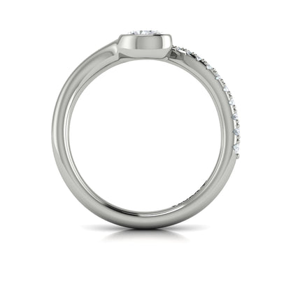 Bezel‑Set Oval Diamond Ring With Diamond Pavé Curve