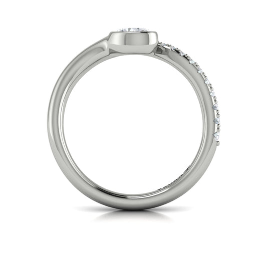 Bezel‑Set Oval Diamond Ring With Diamond Pavé Curve