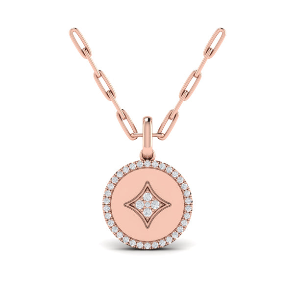 Center Star Diamonds and Bezel Pendant Necklace