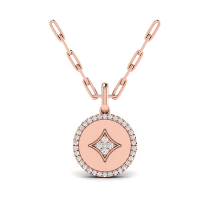 Center Star Diamonds and Bezel Pendant Necklace