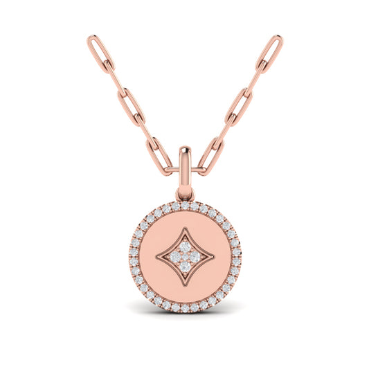 Center Star Diamonds and Bezel Pendant Necklace