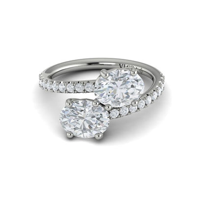 Two Stone Engagement Ring in Platinum by Vlora Bridal