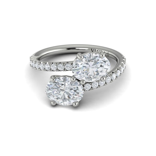 Two Stone Engagement Ring in Platinum by Vlora Bridal