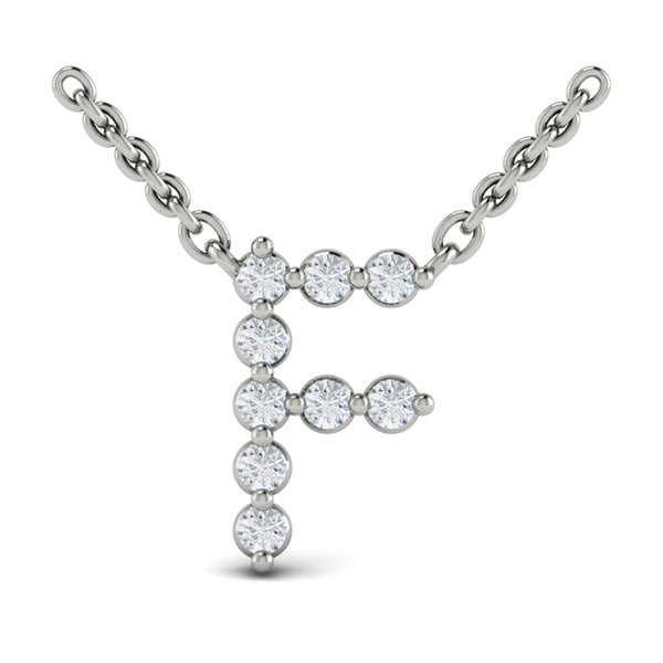 Diamond Alphabet Pendant Necklace, F