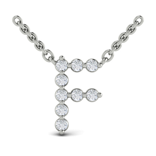 Diamond Alphabet Pendant Necklace, F
