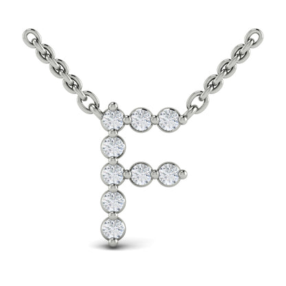 Diamond Alphabet Pendant Necklace, F