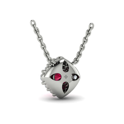 Diamond Halo and Round Ruby Center Pendant