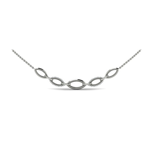Open Navette Silhouette Alternating Diamonds Necklace
