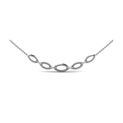 Open Navette Silhouette Alternating Diamonds Necklace