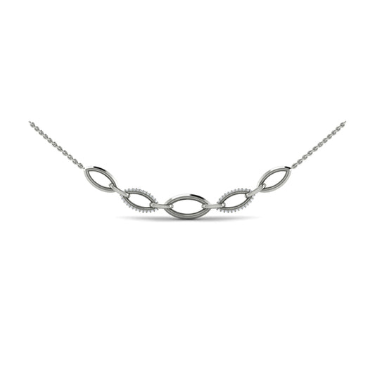 Open Navette Silhouette Alternating Diamonds Necklace