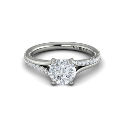 Round Classic, Split Shank Engagement Ring in Platinum by Vlora Bridal