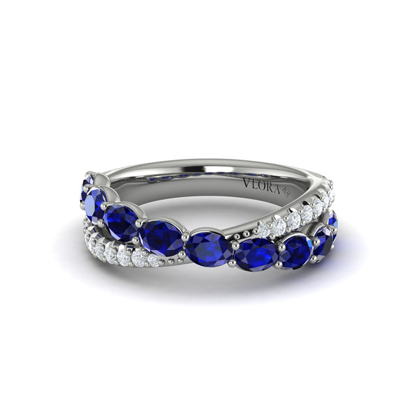 Multi Diamond and Sapphire Twist Statement Ring