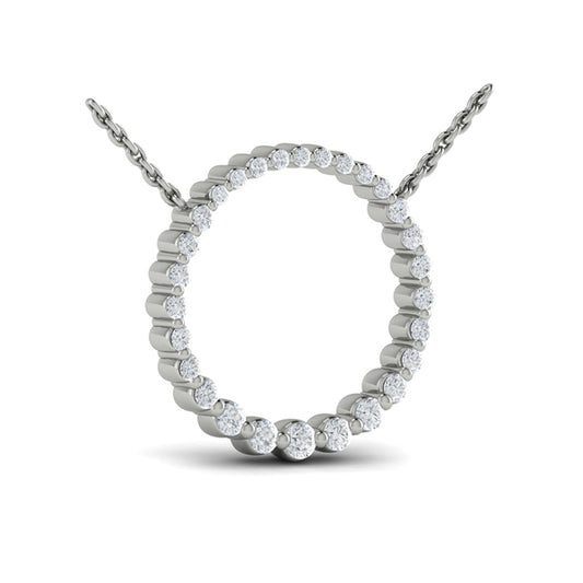 Graduated Round Diamond Open Circle Pendant