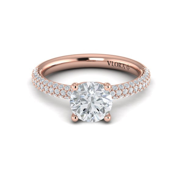 Shimmering Engagement Ring with Micropave Band
