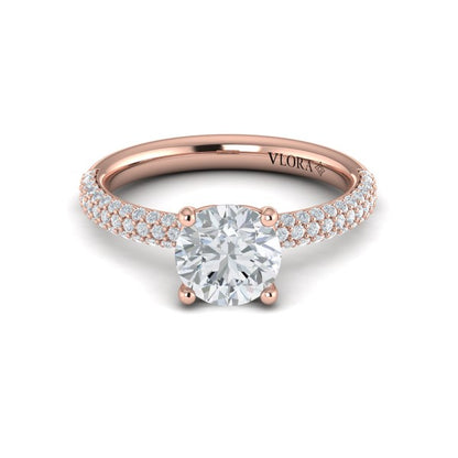 Shimmering Engagement Ring with Micropave Band