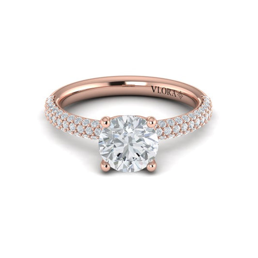 Shimmering Engagement Ring with Micropave Band