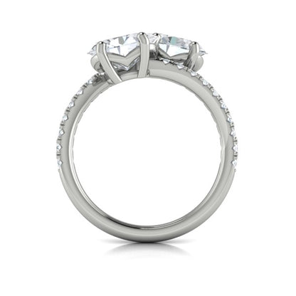 Two Stone Engagement Ring in Platinum by Vlora Bridal