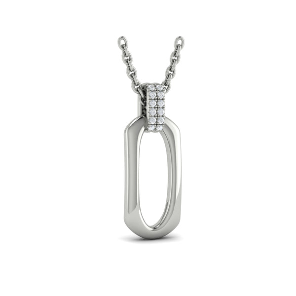 Diamond Accent North South Open Oval Pendant with Link Necklace