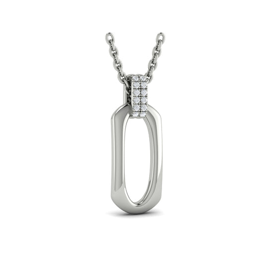 Diamond Accent North South Open Oval Pendant with Link Necklace