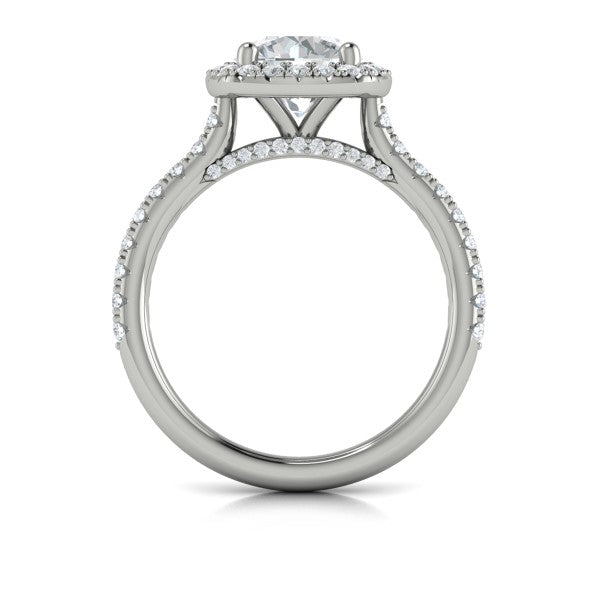 Round Halo Engagement Ring in Platinum by Vlora Bridal