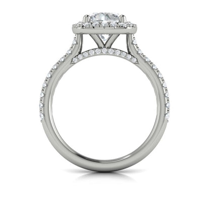Round Halo Engagement Ring in Platinum by Vlora Bridal